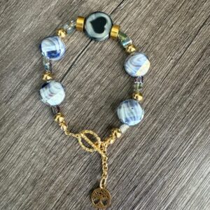 Cristal and stainless steel 14k gold plated