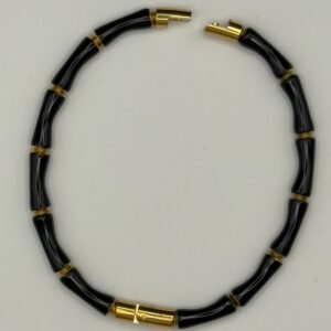 Black and gold stainless steel bracelet