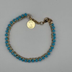 Beautiful natural blue beads with stainless steel bracelet for women